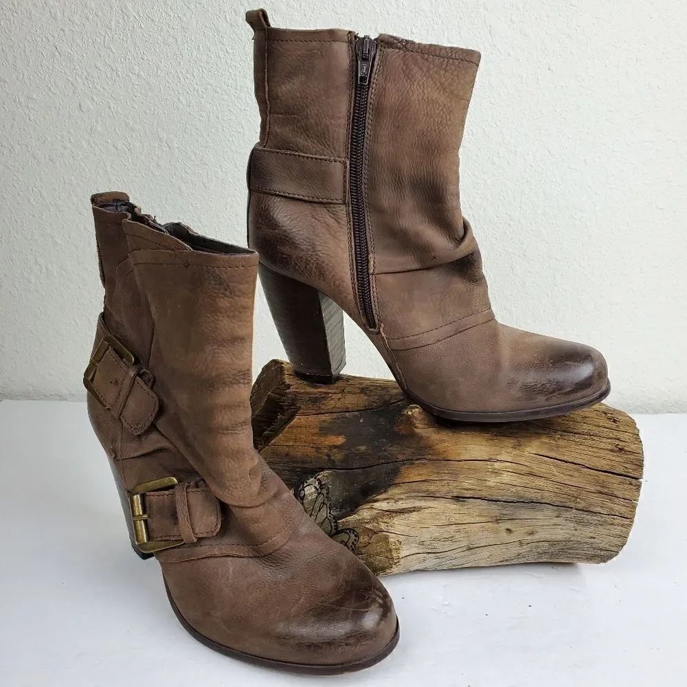 Boutique 9 burnished brown heeled leather boots